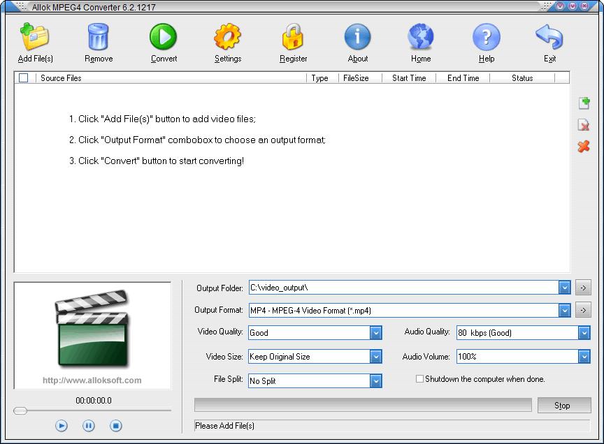Allok MPEG4 Converter下载,视频转换,格式转换